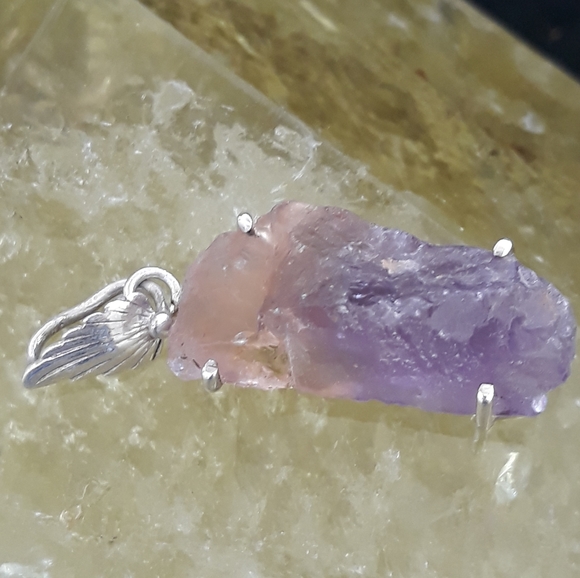 Natural Rough Ametrine Sterling Silver Pendant - Picture 3 of 4